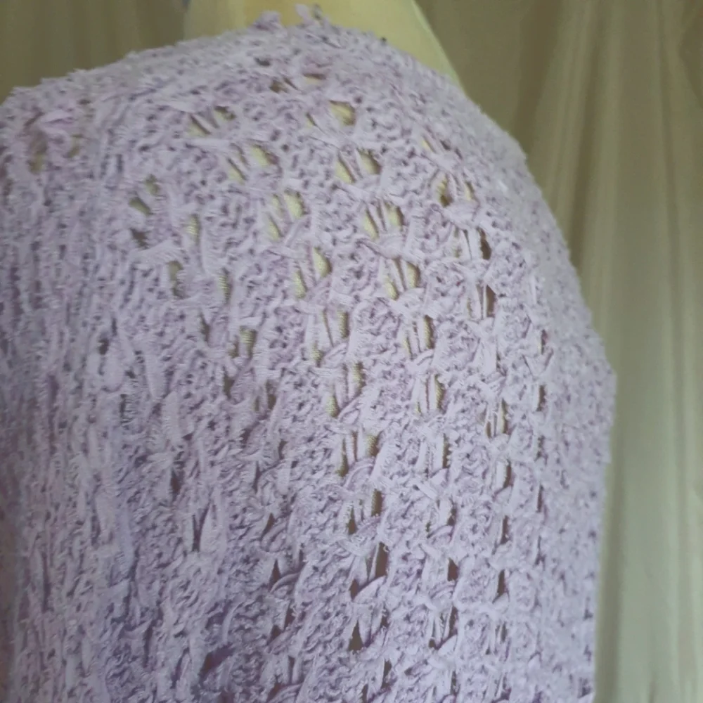 Free People Best Of You Open Weave Knit V-Neck Sweater in Light Purple Moo Sz XS - Picture 8 of 15